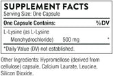 Thorne Research L-Lysine Supplement - 60 Capsules